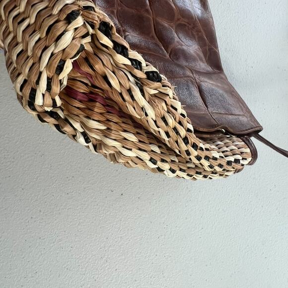 Paola Del Lungo Purse Handwoven Raffia Leather Top and Strap - Picture 10 of 12